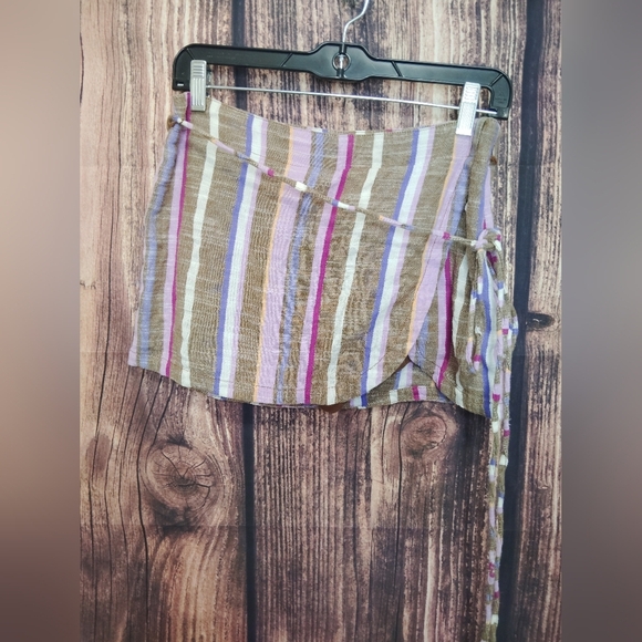 Free People Striped Mini Skirt - Purple, Brown, Tan - Picture 1 of 4